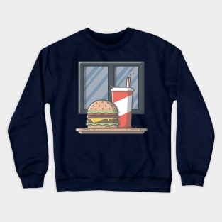 Burger and Soda cartoon Crewneck Sweatshirt